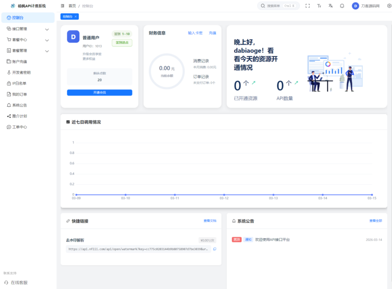 2026全新UI解析计费系统源码 附教程-demo